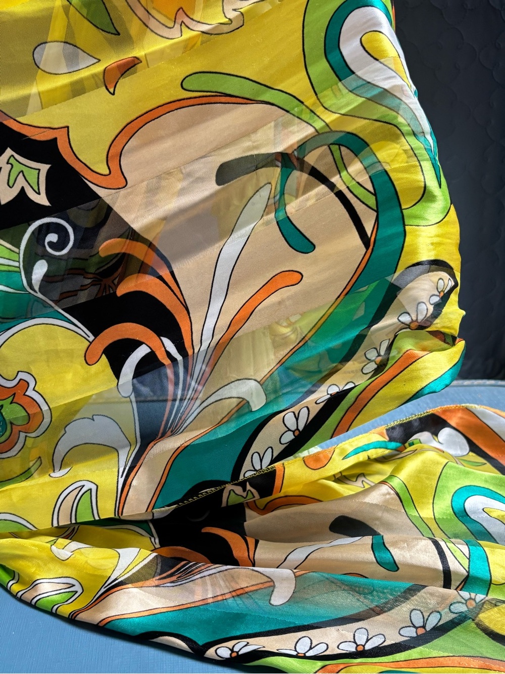 Vintage Psychedelic Scarf, Long Polyester retro - Picture 2 of 16